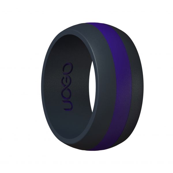 Men's Carbon Black/Electric Blue Track Inspired Silicone Ring